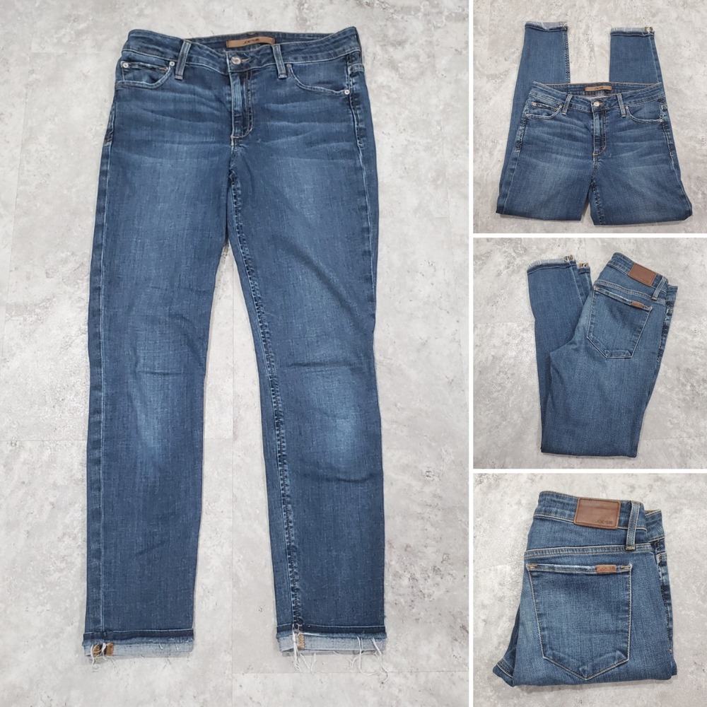 Joe's Jeans Flawless W26 High Rise Skinny Ankle Medium Wash Distressed Raw‎ Hem